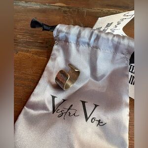 Vestri Vox Hammered Open Band Ring in Antiqued Silver